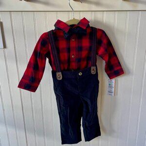NWT Carter's 9M Boy Holiday Dress Shirt and Pants Combo